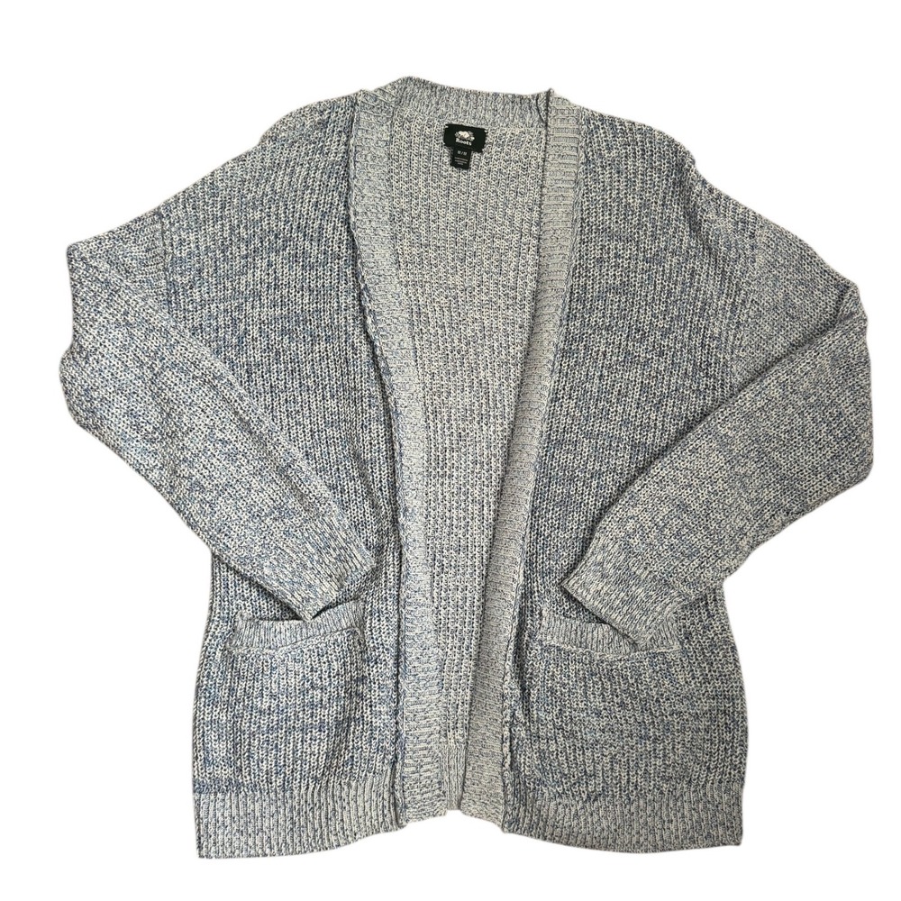 Roots Marl Knit Open Front Cardigan‎ Sweater Blue Cozy Women's M Medium